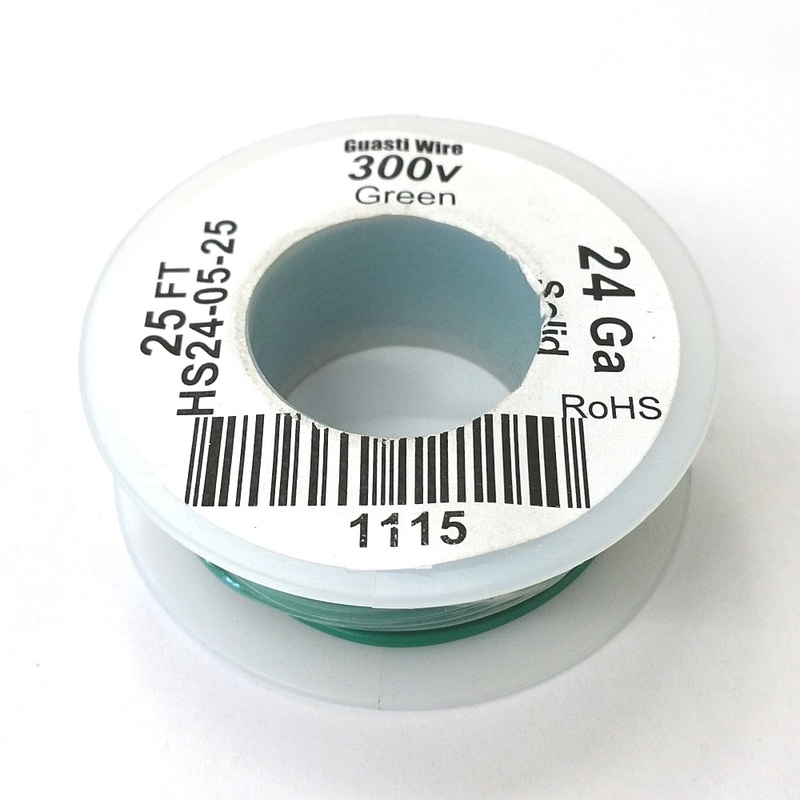 HS24-05-25 25FT 24AWG GREEN SOLID Electronic Electrical 300V Wire UL1007 80C