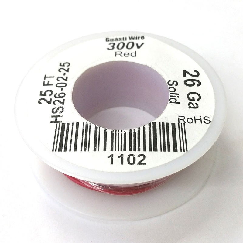 HS26-02-25 25FT 26AWG RED SOLID Electronic Electrical 300V Wire UL1007 80C