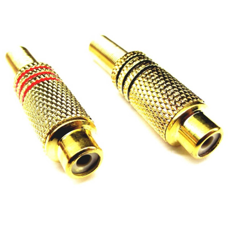 JACRC-000224 – RCA JACK INLINE SOL METAL GOLD 2PCS/PACK 1PC OF RED/BLACK