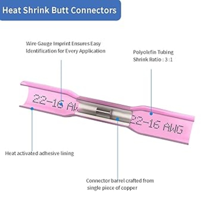 MVHS-BS-R-200 22-16 Heat Sealed Butt Splice Red 200pk