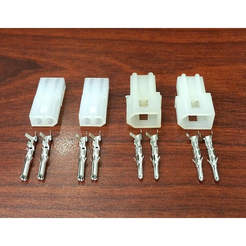 2 Pairs of 2 Circuit Molex 0.093″ Male and Female Connectors w/Pins
