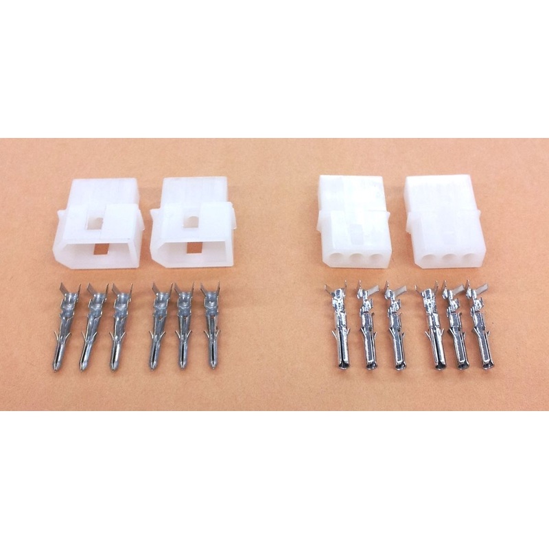2 Pairs of 3 Circuit Molex 0.062″ Male and Female Connectors with Pins