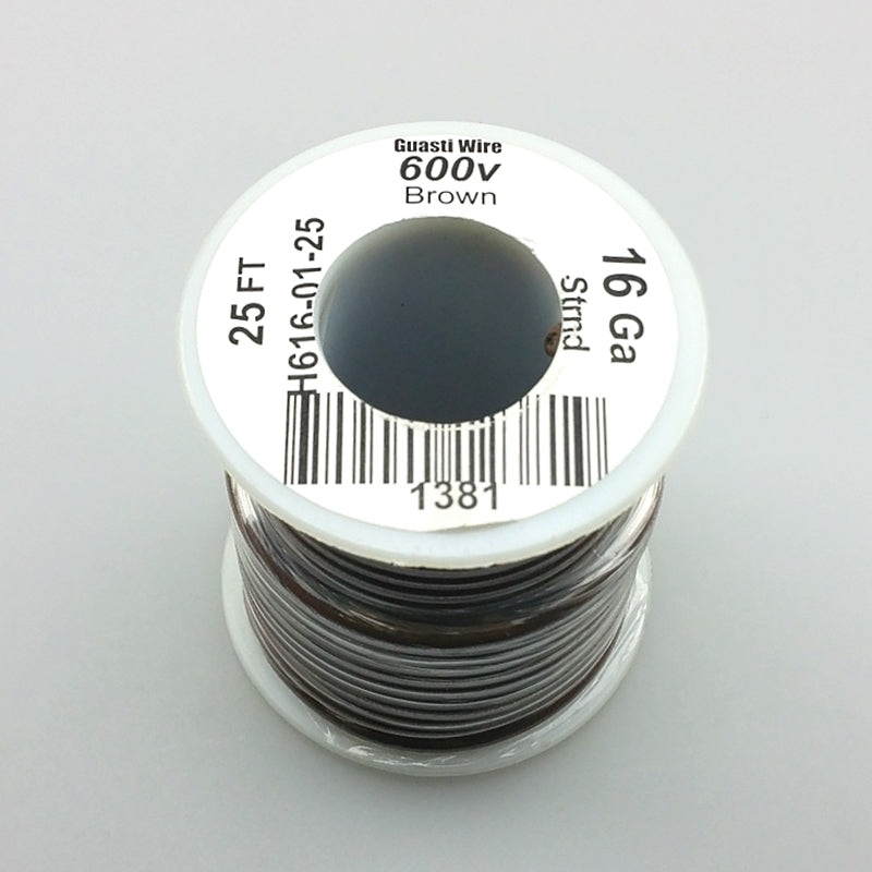 H616-01-25 25FT 16AWG BROWN Stranded Appliance & Marine 600V Wire UL1015 105C