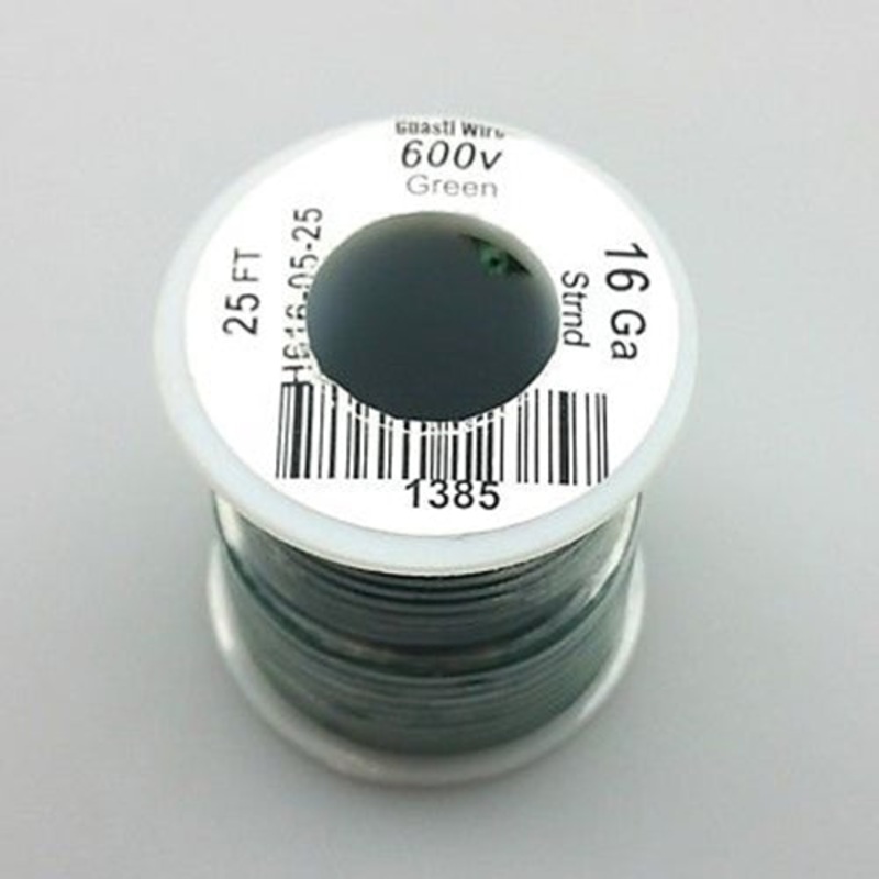 H616-05-25 25FT 16AWG GREEN Stranded Appliance & Marine 600V Wire UL1015 105C