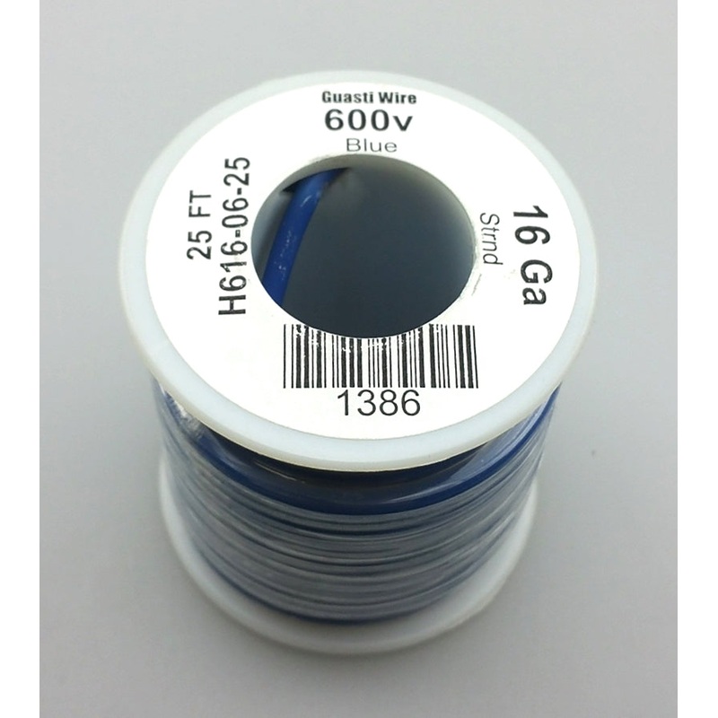 H616-06-25 25FT 16AWG BLUE Stranded Appliance & Marine 600V Wire UL1015 105C