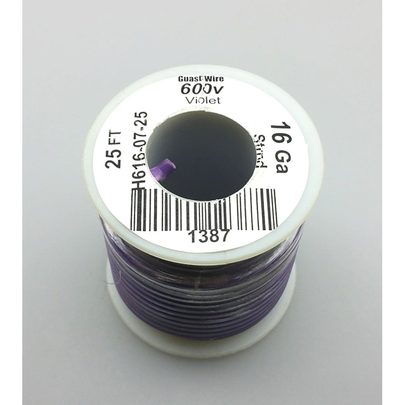 H616-07-25 25FT 16AWG VIOLET Stranded Appliance & Marine 600V Wire UL1015 105C