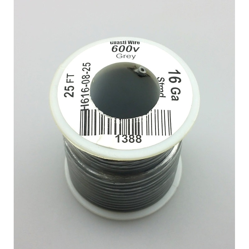 H616-08-25 25FT 16AWG GREY Stranded Appliance & Marine 600V Wire UL1015 105C