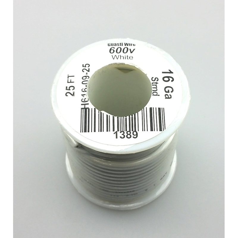 H616-09-25 25FT 16AWG WHITE Stranded Appliance & Marine 600V Wire UL1015 105C
