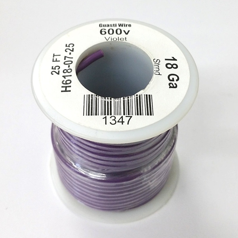 H618-07-25 25FT 18AWG VIOLET Stranded Appliance & Marine 600V Wire UL1015 105C