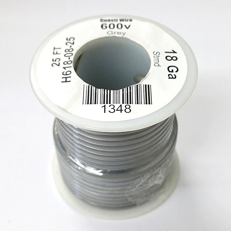 H618-08-25 25FT 18AWG GREY Stranded Appliance & Marine 600V Wire UL1015 105C
