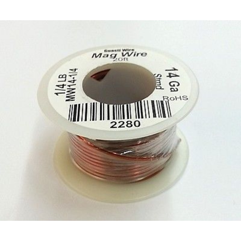 MW14-1/4, 14 Gauge Insulated Magnet Wire 1/4 Pound Roll (20′ Approx.) 14AWG