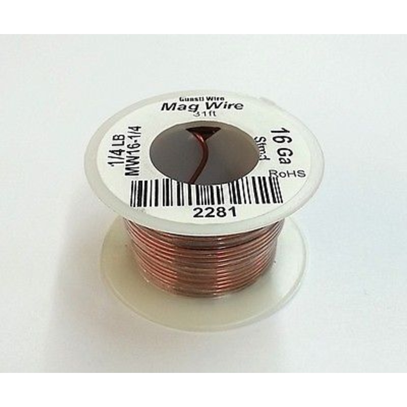 MW16-1/4, 16 Gauge Insulated Magnet Wire 1/4 Pound Roll (31′ Approx.) 16AWG