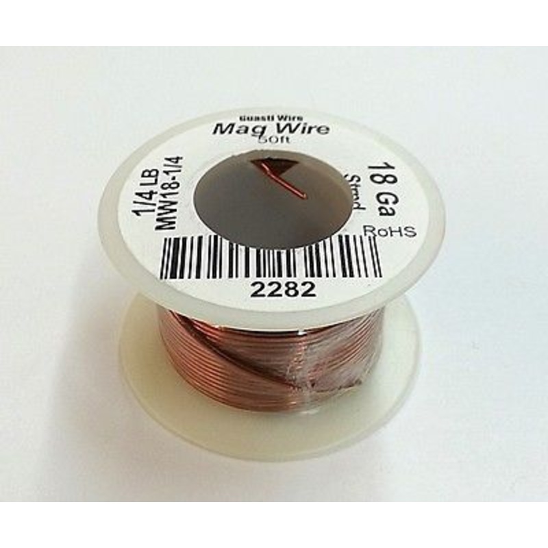 MW18-1/4, 18 Gauge Insulated Magnet Wire 1/4 Pound Roll (50′ Approx.) 18AWG