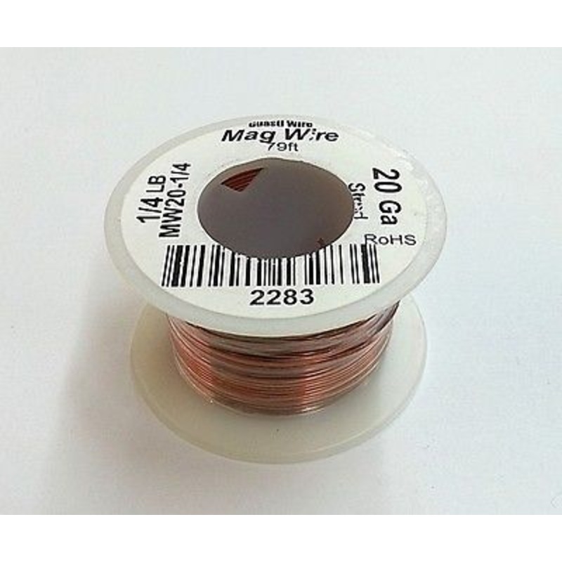 MW20-1/4, 20 Gauge Insulated Magnet Wire 1/4 Pound Roll (79′ Approx.) 20AWG