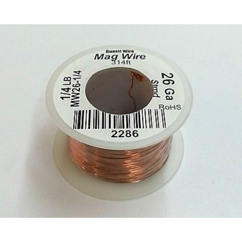MW26-1/4, 26 Gauge Insulated Magnet Wire 1/4 Pound Roll (314′ Approx.) 26AWG