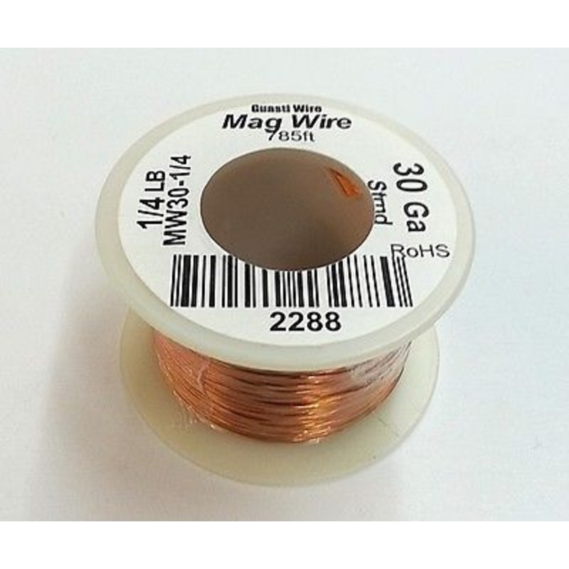MW30-1/4, 30 Gauge Insulated Magnet Wire 1/4 Pound Roll (785′ Approx.) 30AWG
