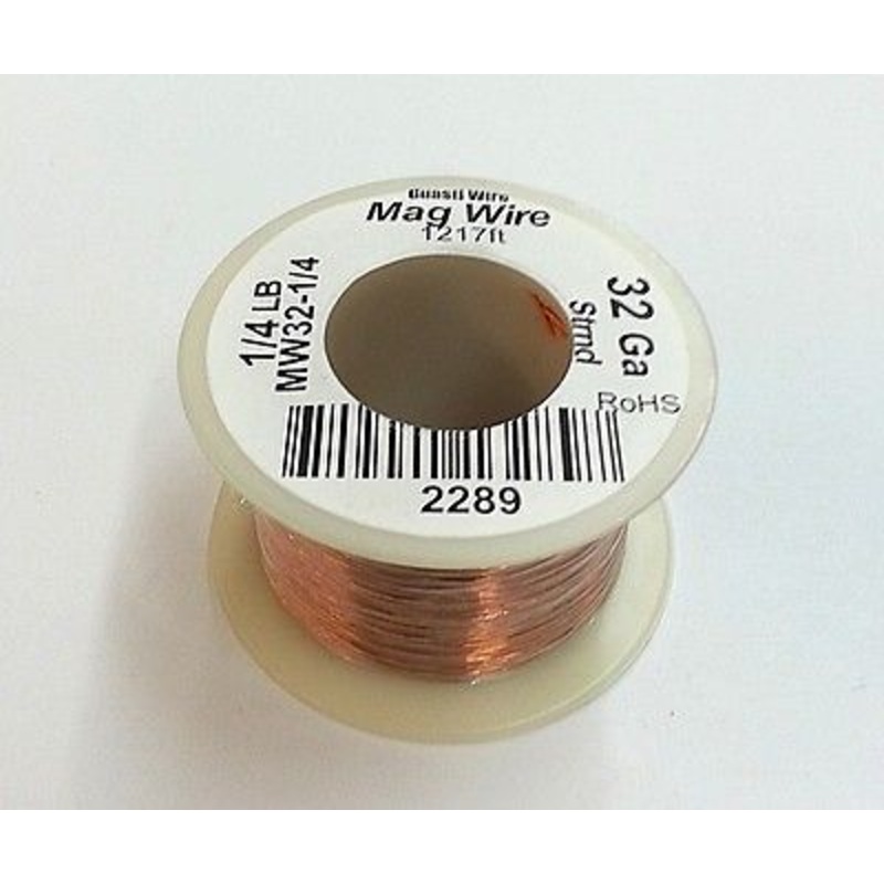 MW32-1/4, 32 Gauge Insulated Magnet Wire 1/4 Pound Roll (1,217′ Approx.) 32AWG