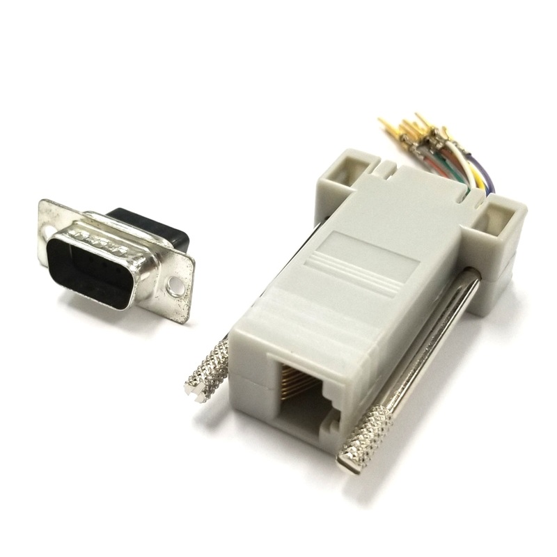 AD-9MT10-G1 DB9 Male to 10 Conductor Modular Adapter, Gray 1 Piece Housing