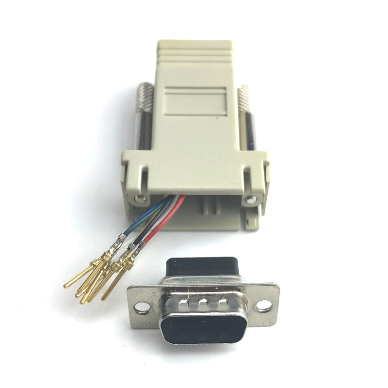 AD-9MT6-G1 DB9 Male to RJ11 6 Conductor Modular Adapter, Gray 1 Piece Housing