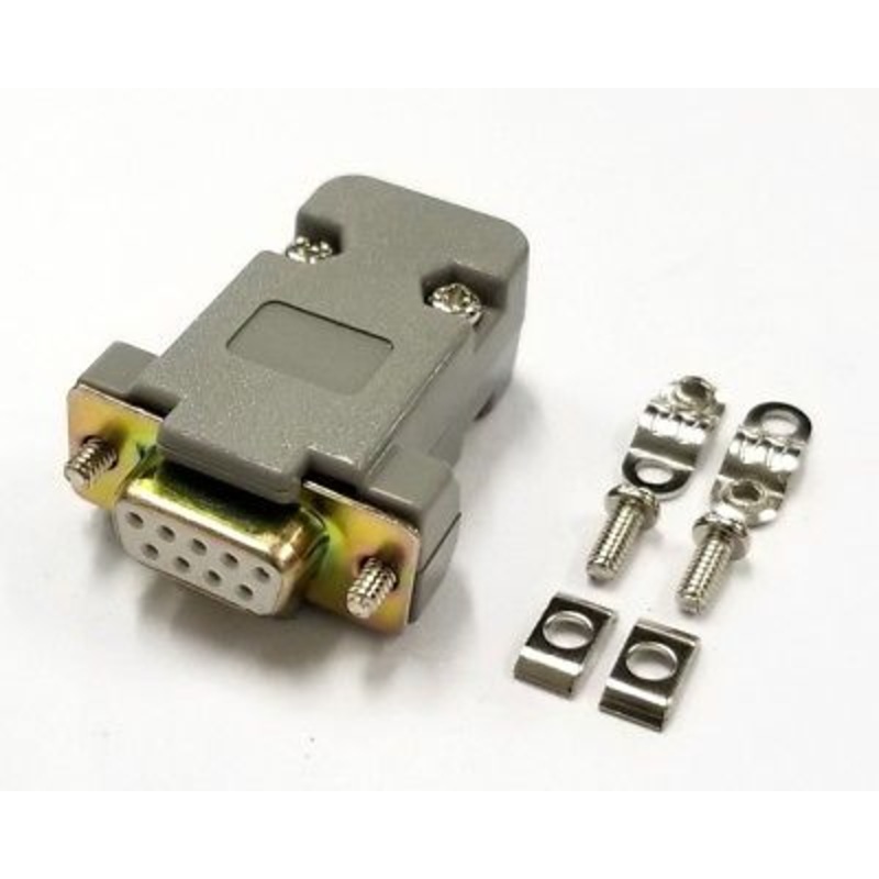 DB 9 Pin Female D-Sub Cable Mount Connector with Plastic Cover & Hardware DB9