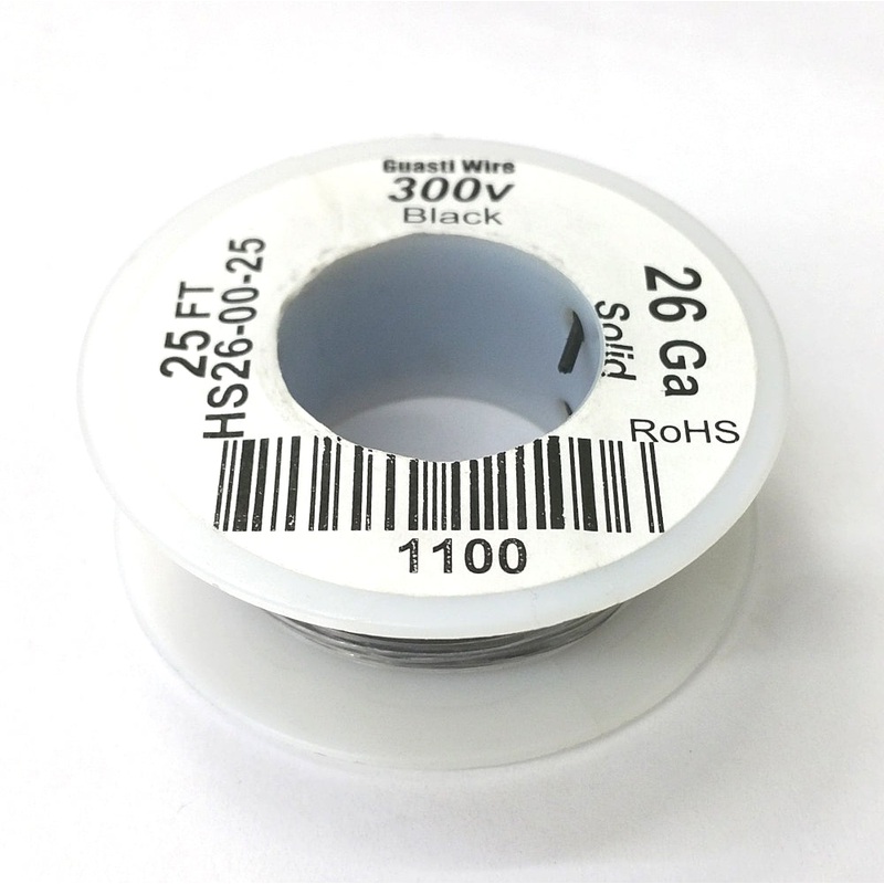 HS26-00-25 25FT 26AWG BLACK SOLID Electronic Electrical 300V Wire UL1007 80C