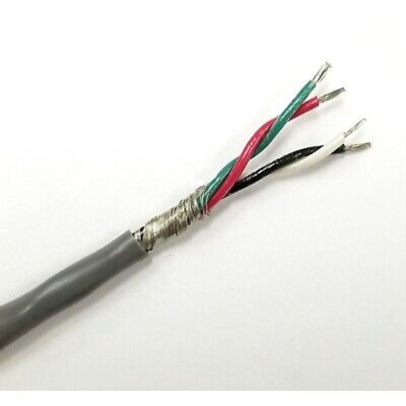 25′ 2 Pair 22AWG Twisted Paired, Spiral Braid Shielded Cable 2pr 22AWG