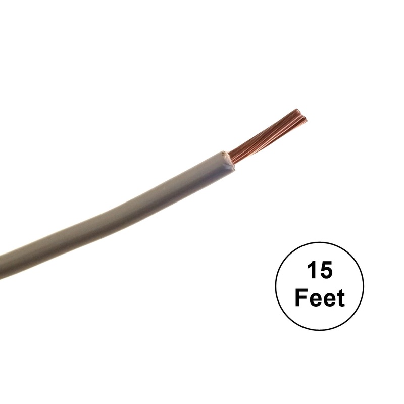 A12-08-15 15FT 12AWG GREY Stranded Automotive Hook Up 50V Wire ~ 80C J1128