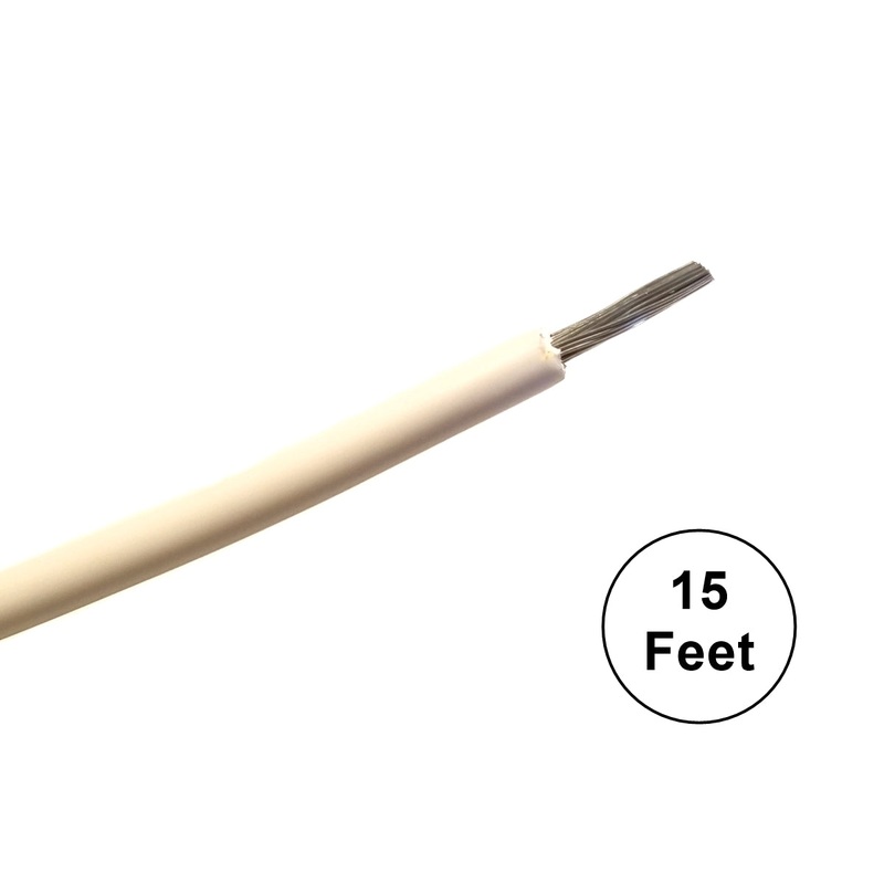 A12-09-15 15FT 12AWG WHITE Stranded Automotive Hook Up 50V Wire ~ 80C J1128