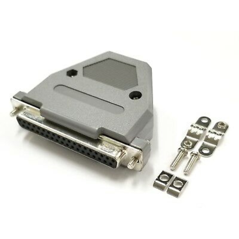 DB 37 Pin Female D-Sub Cable Mount Connector w/ Plastic Cover & Hardware DB37