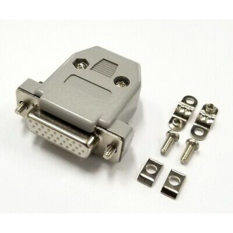 HD 26 Pin Female D-Sub Cable Mount Connector w/ Plastic Cover & Hardware DB26