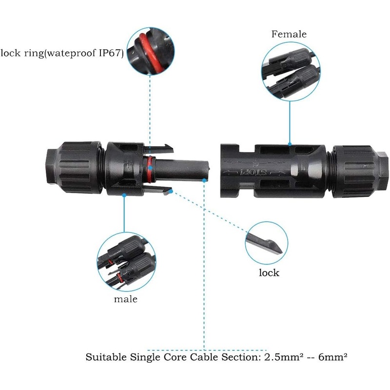 MVMC4 Solar connectors -IP67 MC4 SET  Male/Female Solar Connectors w/pins