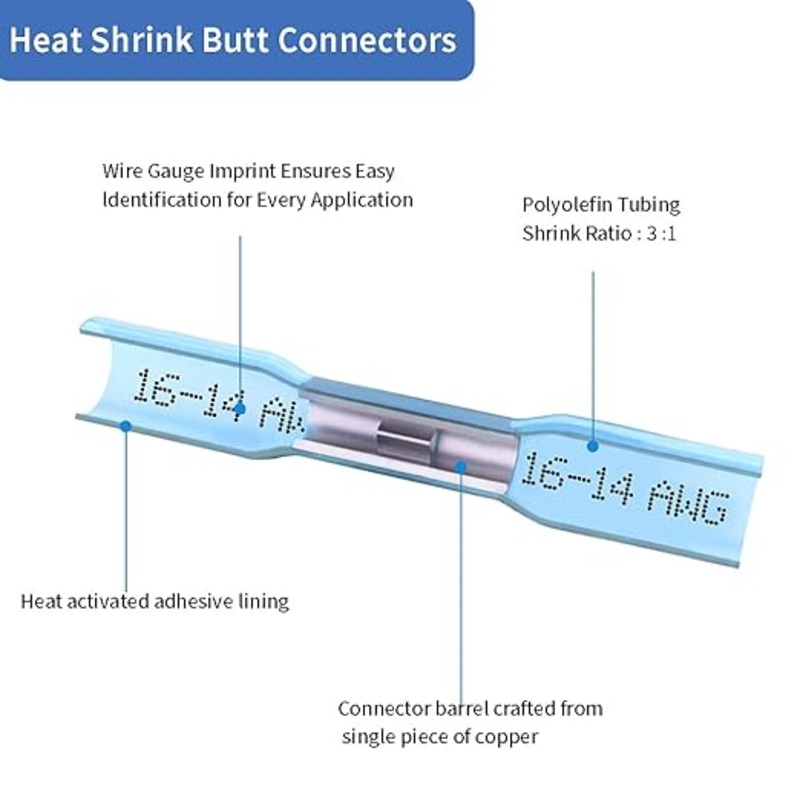 MVO MVHS-BS-B-25 16-14awg Heat-Sealed Butt Spliced 25pk