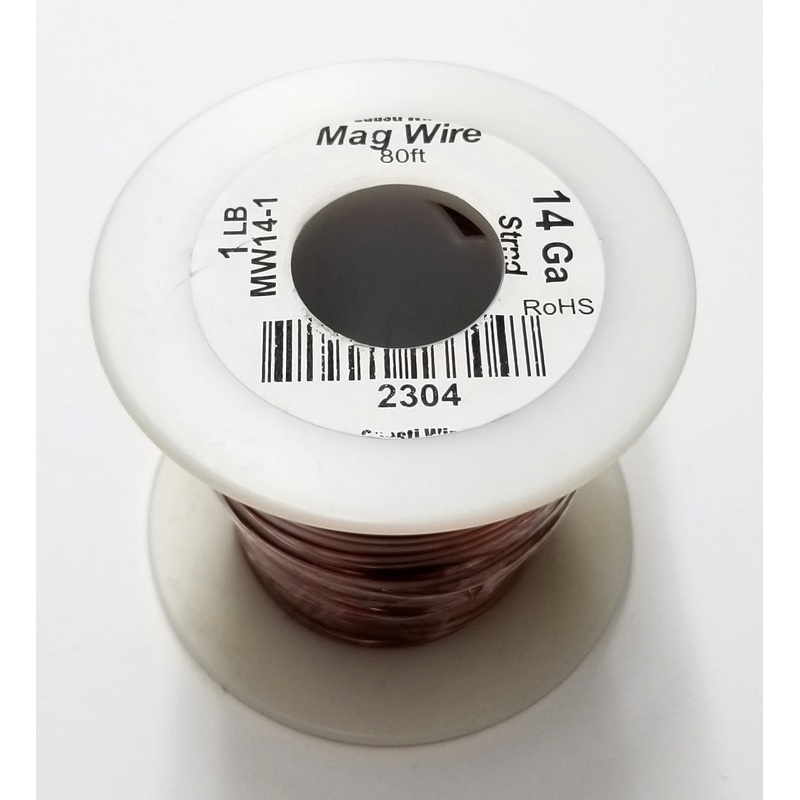 MW14-1, 14 Gauge Insulated Magnet Wire 1 Pound Roll (80′ Approx.) 14AWG