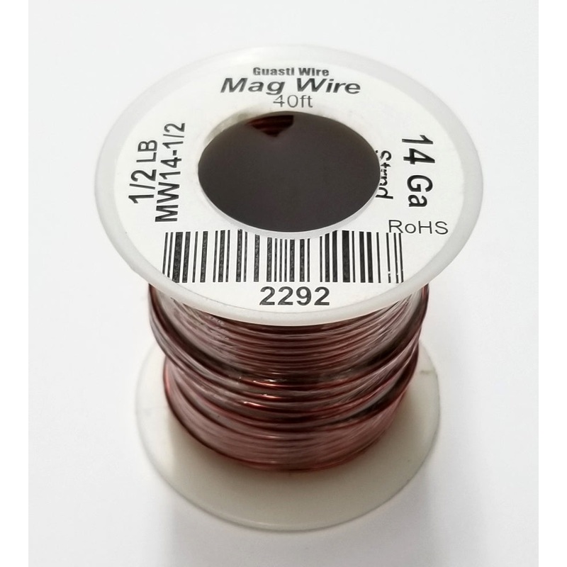 MW14-1/2, 14 Gauge Insulated Magnet Wire 1/2 Pound Roll (40′ Approx.) 14AWG