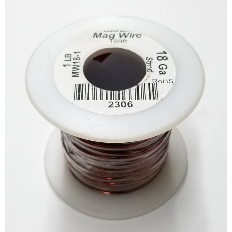 MW18-1, 18 Gauge Insulated Magnet Wire 1 Pound Roll (199′ Approx.) 18AWG