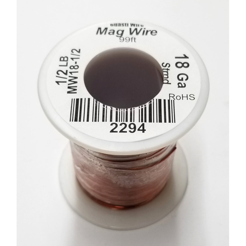 MW18-1/2,. 18 Gauge Insulated Magnet Wire 1/2 Pound Roll (99′ Approx.) 18AWG