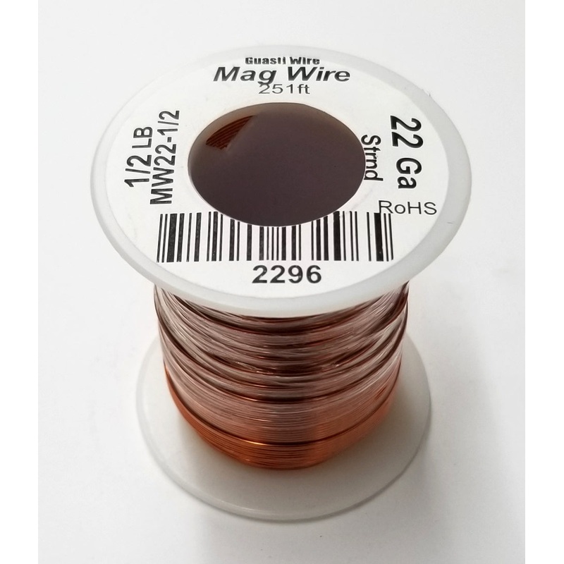 MW22-1/2, 22 Gauge Insulated Magnet Wire 1/2 Pound Roll (251′ Approx.) 22AWG