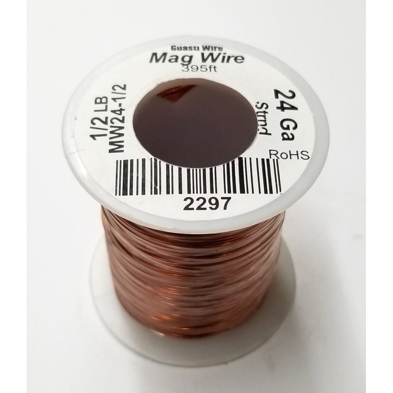 MW24-1/2, 24 Gauge Insulated Magnet Wire 1/2 Pound Roll (395′ Approx.) 24AWG