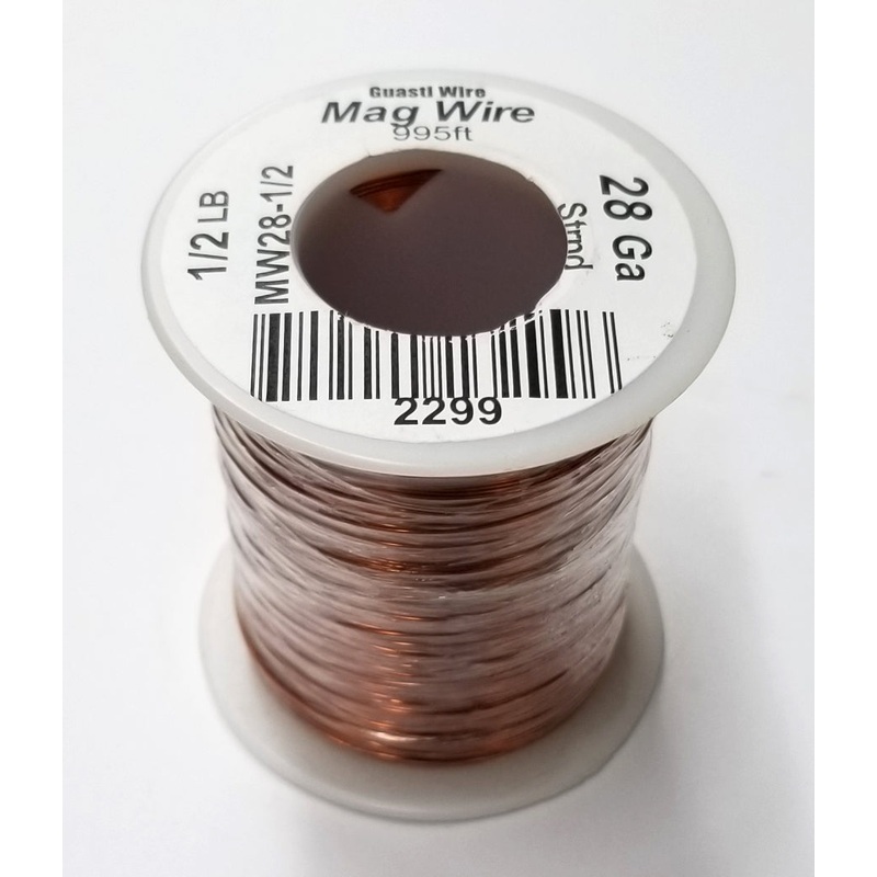 MW28-1/2, 28 Gauge Insulated Magnet Wire 1/2 Pound Roll (995′ Approx.) 28AWG