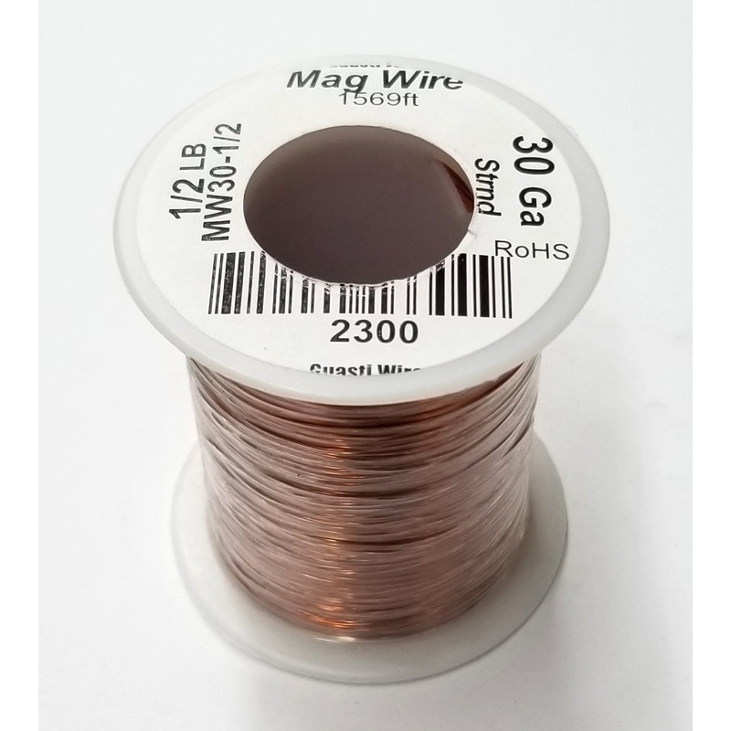 MW30-1/2, 30 Gauge Insulated Magnet Wire 1/2 Pound Roll (1,569′ Approx.) 30AWG