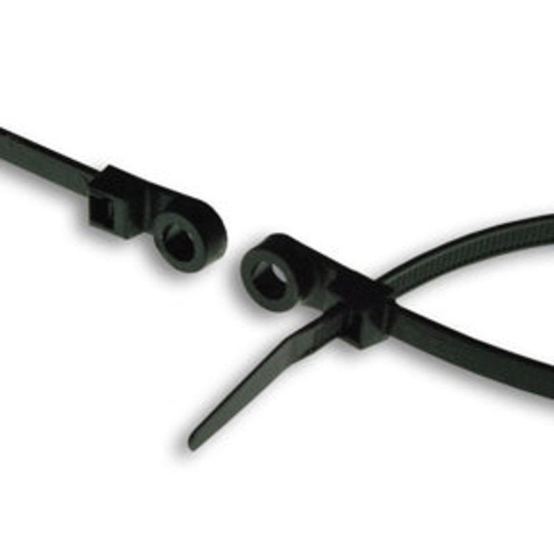 APU-07-50MH-0-C, American Pride 7.0″ Black Mounting Hole Wire Ties, 50Lb Rated, 100pc Bag