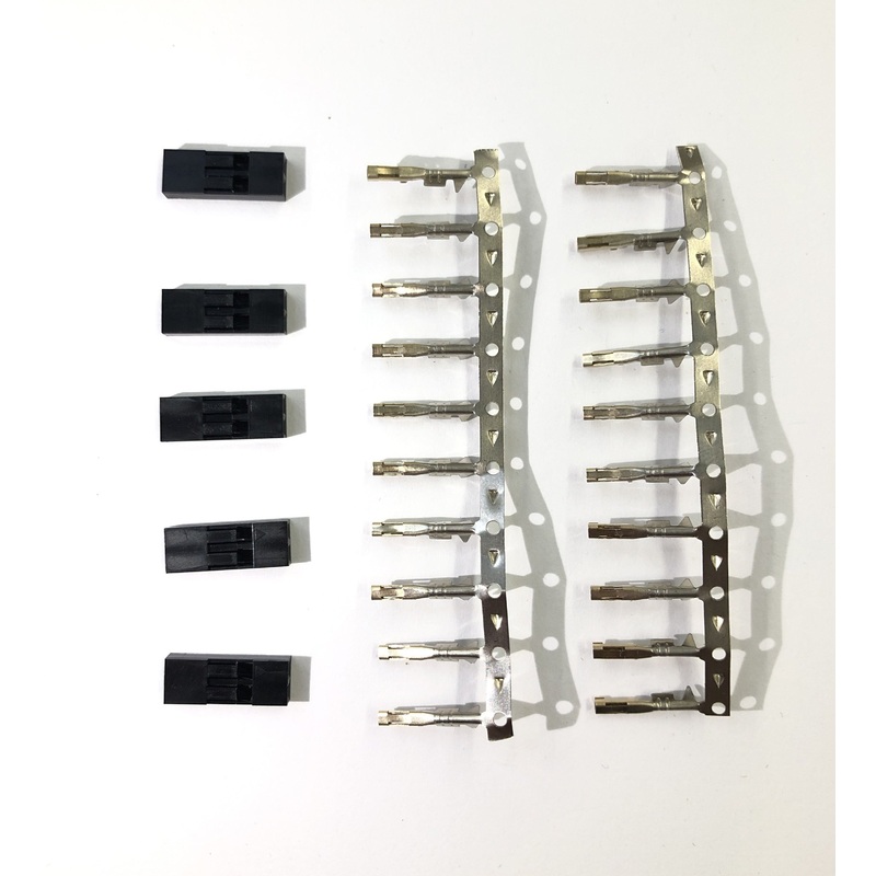 Lot of 5 BLS2  2 Contact Black Terminal Housing 2.54mm with Lot of 20 Housing Pins