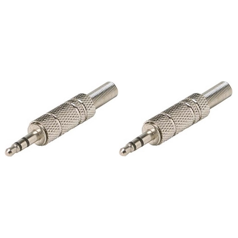 502M, 3.5mm Metal Body Mini Stereo Plugs with Strain Relief ~ 2 Pack