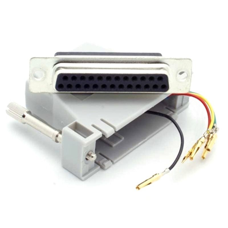 AD-25FT4-G1, DB25 Female to RJ11 4C Jack Adapter with 1 Piece GREY Hood