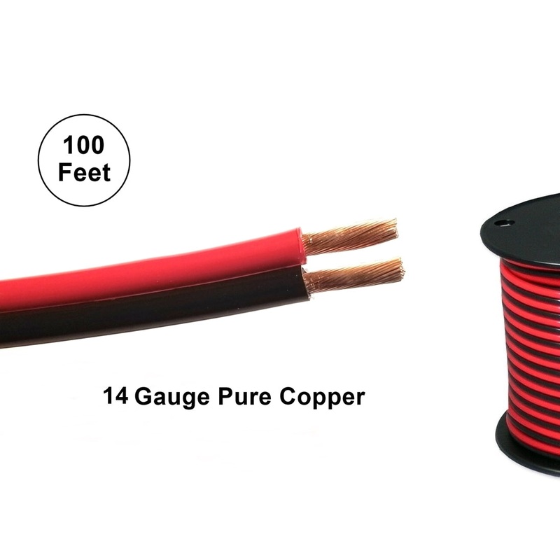 61-3014-100, 100FT Roll of 14 Gauge 2 Conductor Copper Red & Black Bonded Wire
