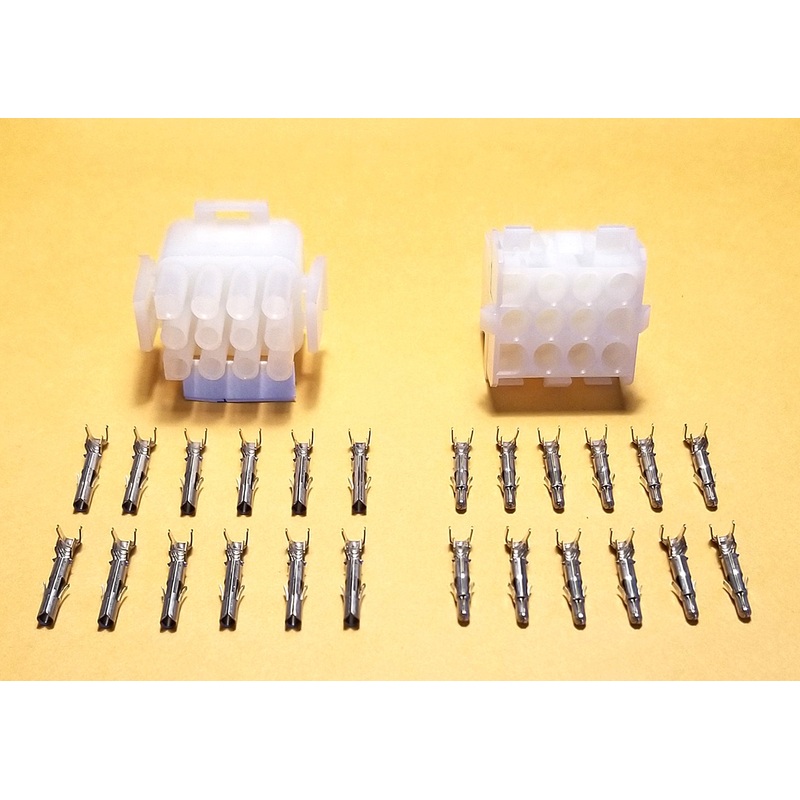Amp 628-12, 12 Circuit Universal MATE-N-LOK Connectors ~ Male & Female w/ Pins