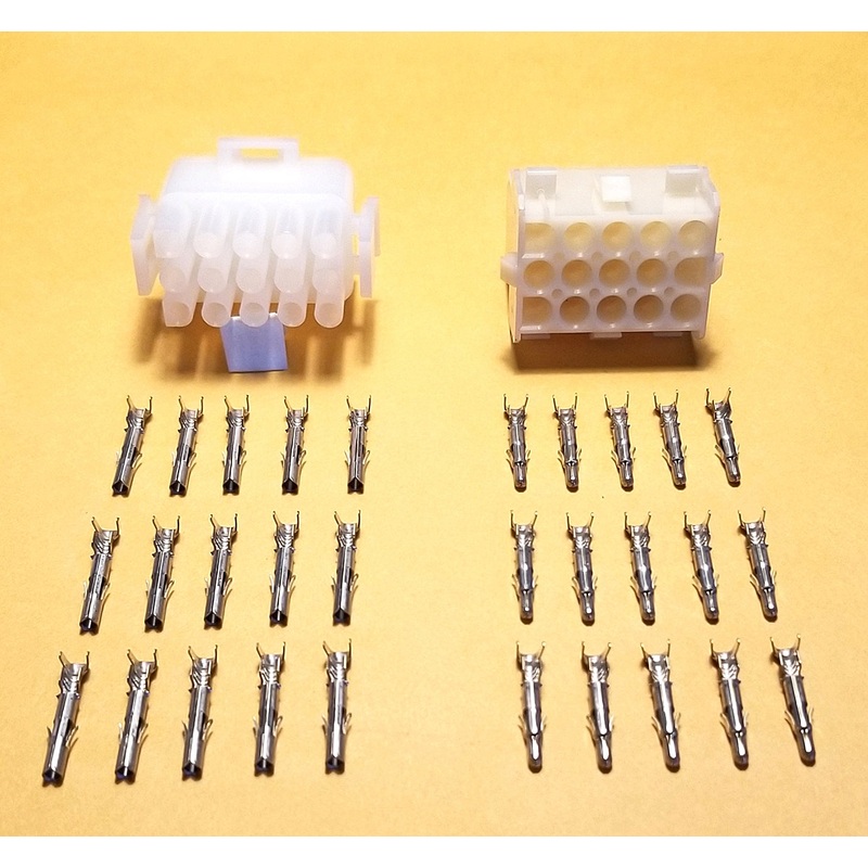 Amp 628-15, 15 Circuit Universal MATE-N-LOK Connectors ~ Male & Female w/ Pins