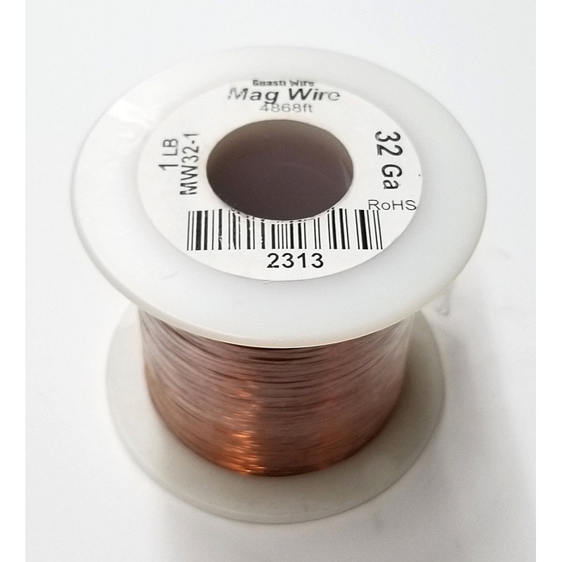 MW32-1, 32 Gauge Insulated Magnet Wire 1 Pound Roll (4,868′ Approx.) 32AWG