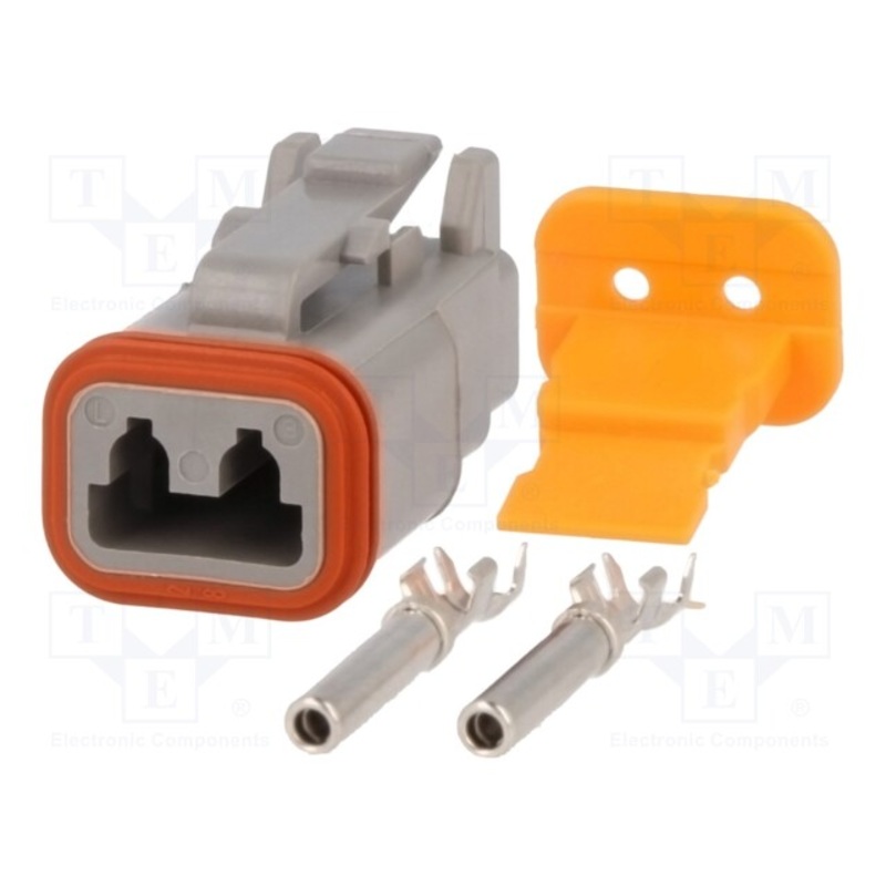 DT-2-F Grey 2 Pin Female Connectors  Waterproof Electrical Wire Connector with Stamped Contacts and Seal Plug for Truck, Off-Road Vehicles, Construction, Agriculture, Motorcycle Wiring