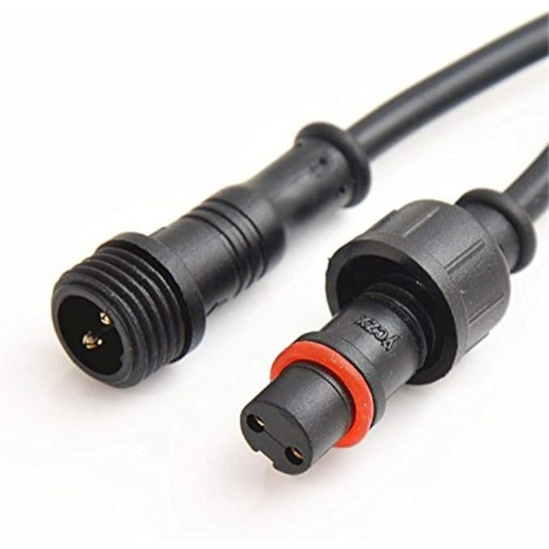 MVLED-2S-WP 2pin 20mm Black Electrical Connector Extension Cable 40cm/Pair 0.3mm 15mm Nut